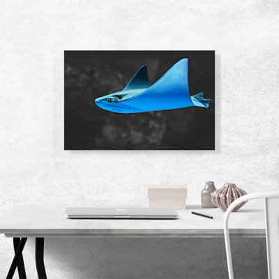 " Blue Stingray Manta Ray in the Ocean " Graphic Art Print