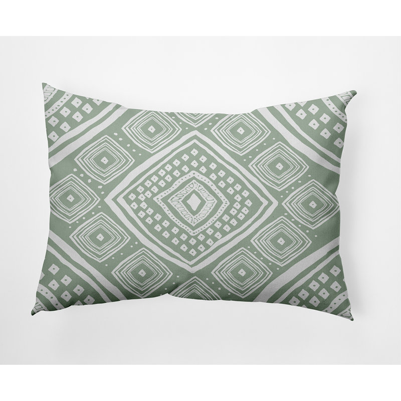 Diamond Geometric Outdoor Reversible Throw Pillow, Aqua