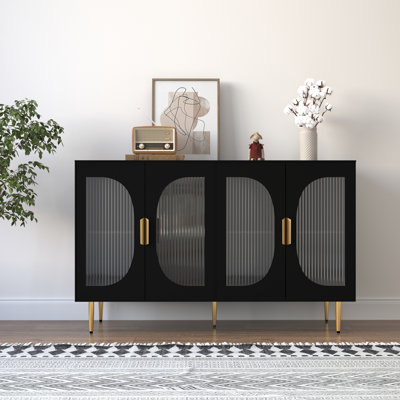 Jasminerose Modern Sideboard with Adjustable Shelves and 4 Glass Doors