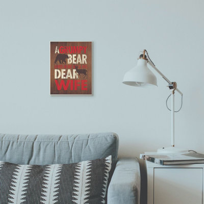 «Bear Dear Wife Funny Word Country Home Wood Textured Design», impression sur toile