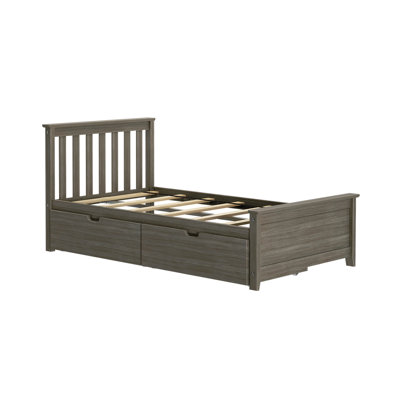 Lit plateforme simple en bois massif 2 tiroirs Boling 