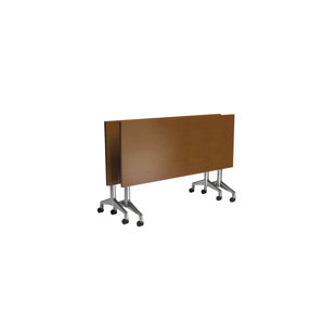 Folding Meeting Table with Flip Top – Large Mobile Training Table with Silent Wheels, Portable Seminar Table for Office, Classroom, or Conference Room, Easy Assembly
