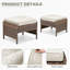 Ensemble de 2 repose-pieds d'extérieur en rotin brun avec coussin beige pour cour arrière ou terrasse-68554546