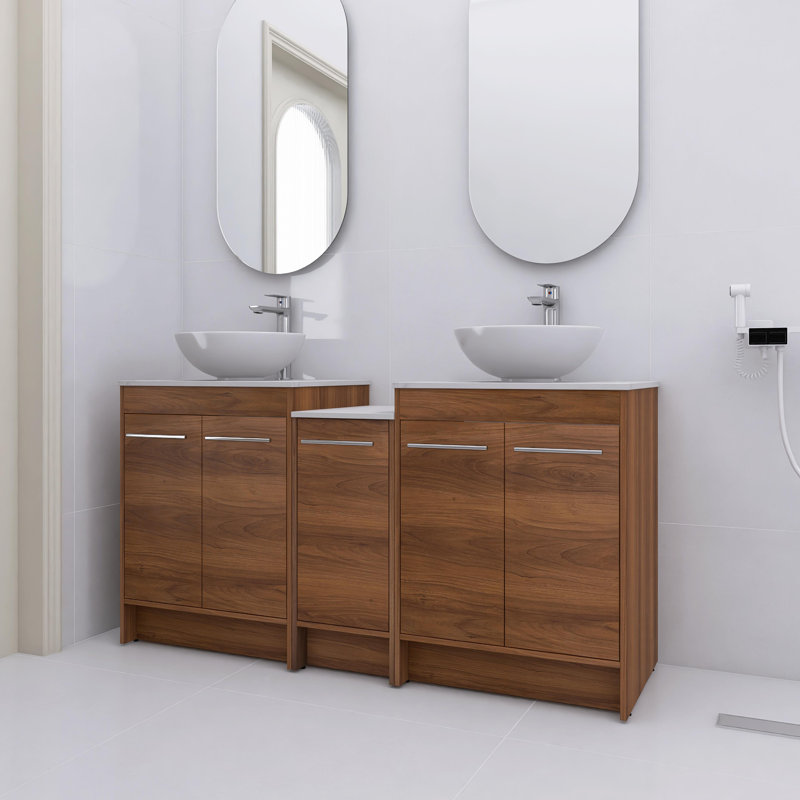 Meuble-lavabo double 58,89 po avec plateau Iolanda
