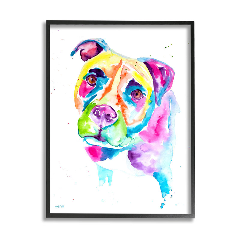 Pit Bull Casual, Giclée encadrée noir minuit, H 14 po x l 11 po x P 1,5 po