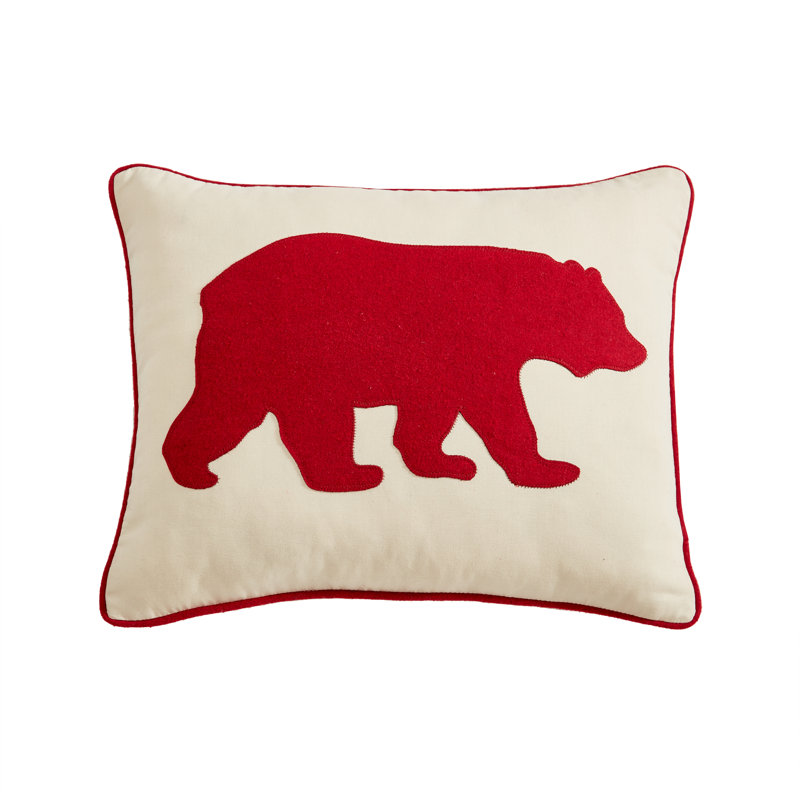 Eddie Bauer Bear Felt Throw Pillow, Red