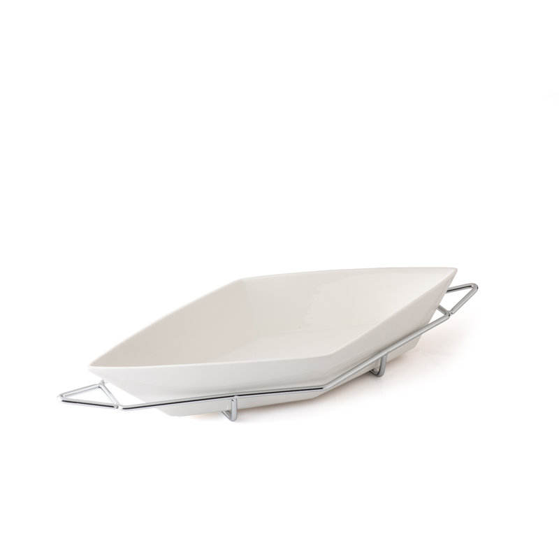 Evviva Amici A Cena Porcelain Tray, silver