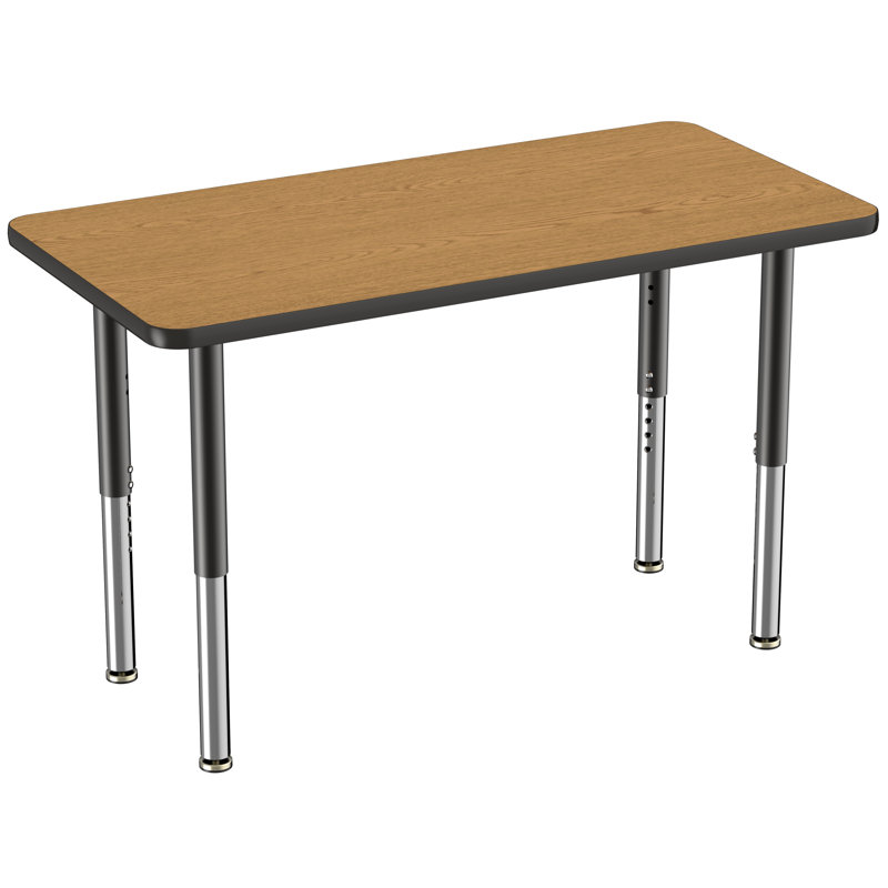 Table d'activité rectangulaire à hauteur réglable en forme de T, Érable / vert, Super, 24 po x 48 po