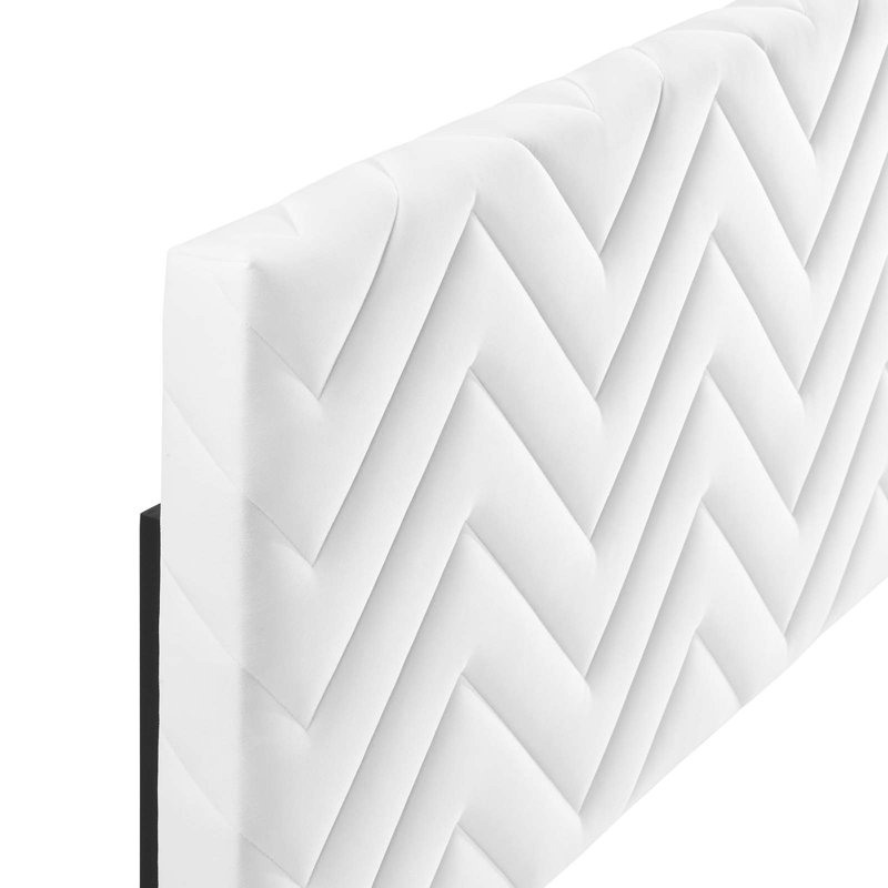 Modway Mercy Chevron Tufted Performance Velvet Headboard, Twin, White