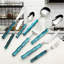 Ensemble de couverts 7 pièces en acier inoxydable de qualité supérieure avec poignée en bambou acrylique, comprenant un couteau à steak, une fourchette, une cuillère et une cuillère à café pour un repas élégant-2075972310