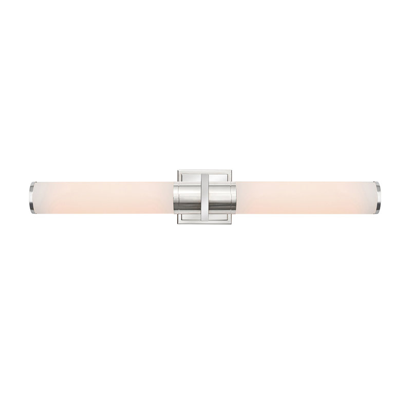 Luminaire de meuble-lavabo 2 lumières Positano - l 29 po, Nickel poli, Blanc / Blanc