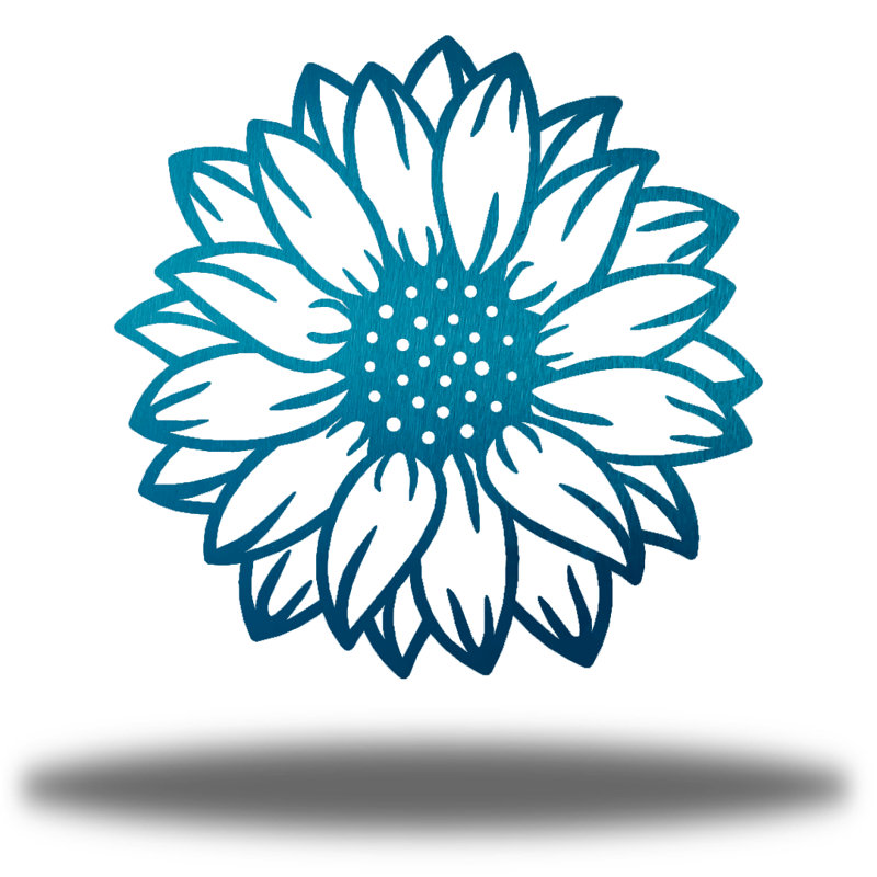 Décoration murale tournesol Nanke, H 12 po x l 12 po x P 0,0125 po, Bleu sarcelle