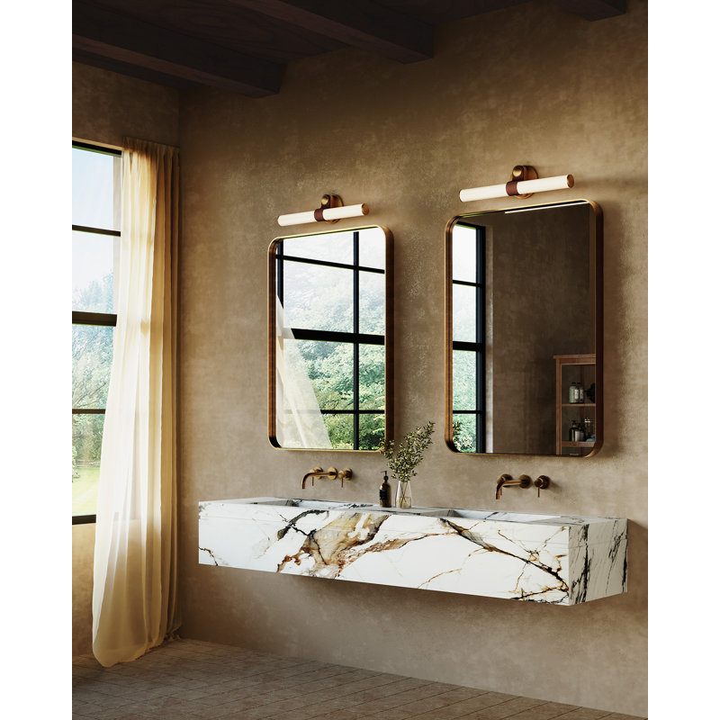 Ledger dimmable LED 20-in Black dimmable LED Bathroom Vanity Light, Antique Brass