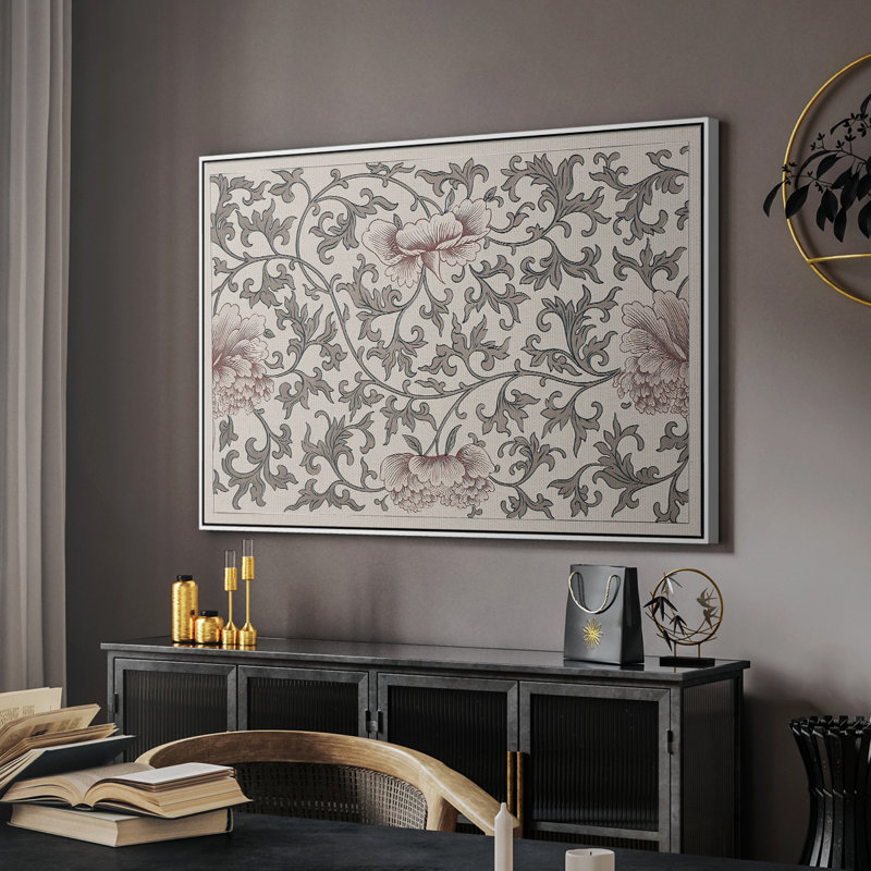 «Vintage Abstract Print-XVII» sur toile, White, 25" H x 37" W
