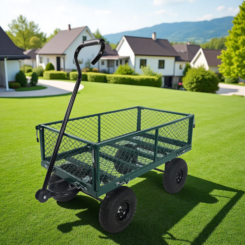 Green Wagon Cart For Firewood Transport