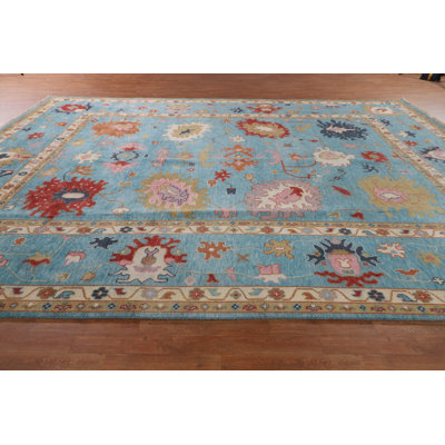 Palace Size Blue Floral Oushak Oriental Rug 12x15