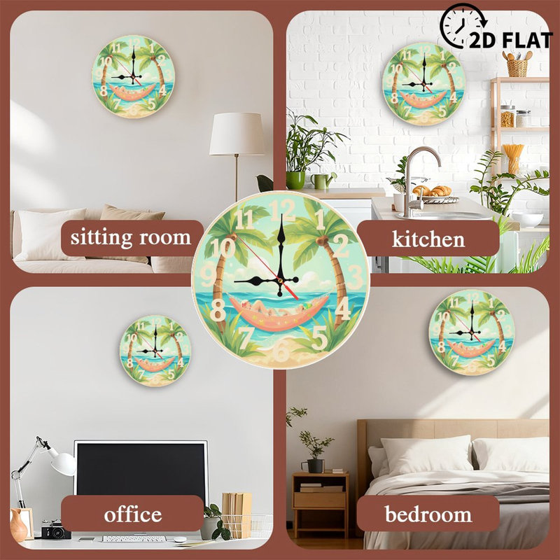 Horloge murale plage hamac tropical