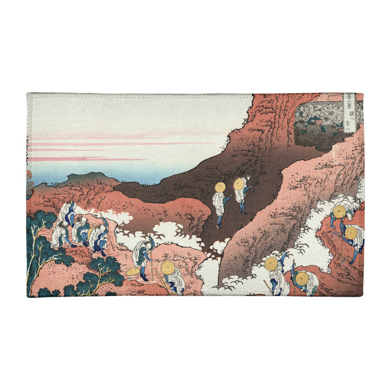 Tapis de l’escalade sur la mt. fuji rouge/jaune/brun, Rectangle 3 pi x 5 pi