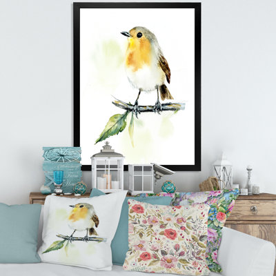 Petit oiseau sur une branche - peinture sur toile