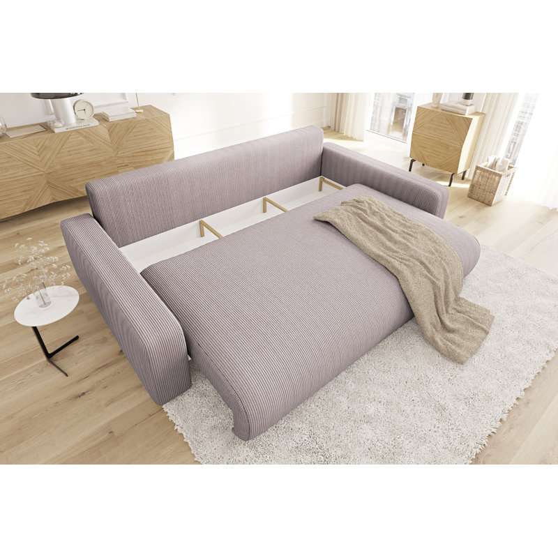 6 Seater Corduroy Sofa Bed, Powder Pink