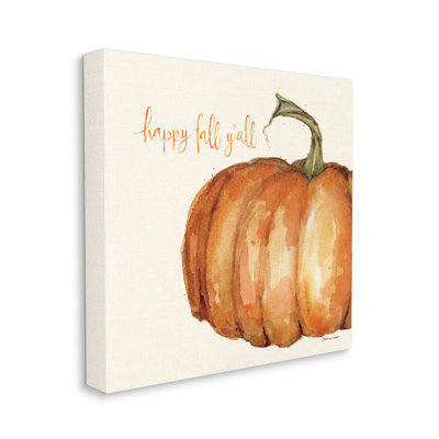 «Happy Fall Yall Autumn Pumpkin Seasonal» par Stephanie Workman Marrott - reproduction d'art
