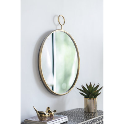 Miroir mural 26,4 x 1,8 x 32,3 pouces avec cadre en métal doré - salon surélevé, vestibule, bureau avec reflet transparent, conception 26,4 x 32,3 pouces pour une construction robuste