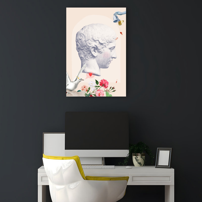 Dreamy Classical Romance Dreamy Elegant Romantic Rose Architecture Landscape Wall Art Print by Talitha McQueen - Wrapped Canvas Print