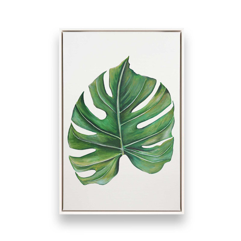 Reproduction d'art «Emerald Monstera Study» par Dollybirds, H 37,25 po x l 25,25 po, Toile avec cadre blanc opaque