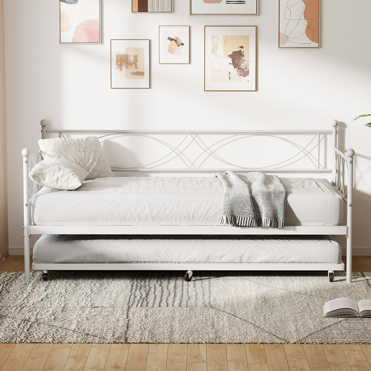 Multifunctional Ramp Ebern Designs Multifunctional Twin Size Daybed Metal Day Bed with Pull ...