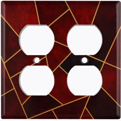 Metal Light Switch Plate Cover; US Standard Size 2 Gang Duplex - Red Tile Pattern
