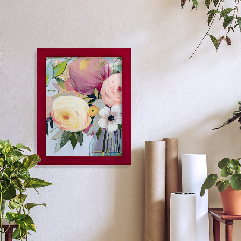 Georgia Bouquet I, encadré sur papier, Rouge, H 11 po x l 9 po x P 1 po