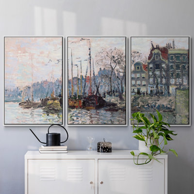 Vue de la Kromme Waal à Amsterdam 3 pièces