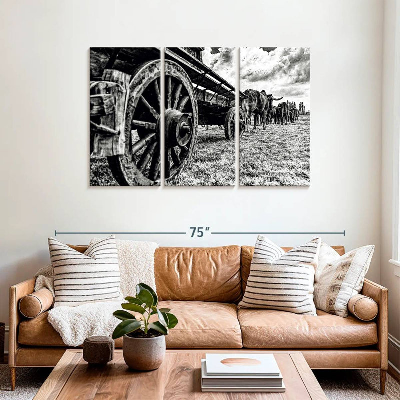 Mehar Bullocks Pulling A Wagon, 36" H x 57" W