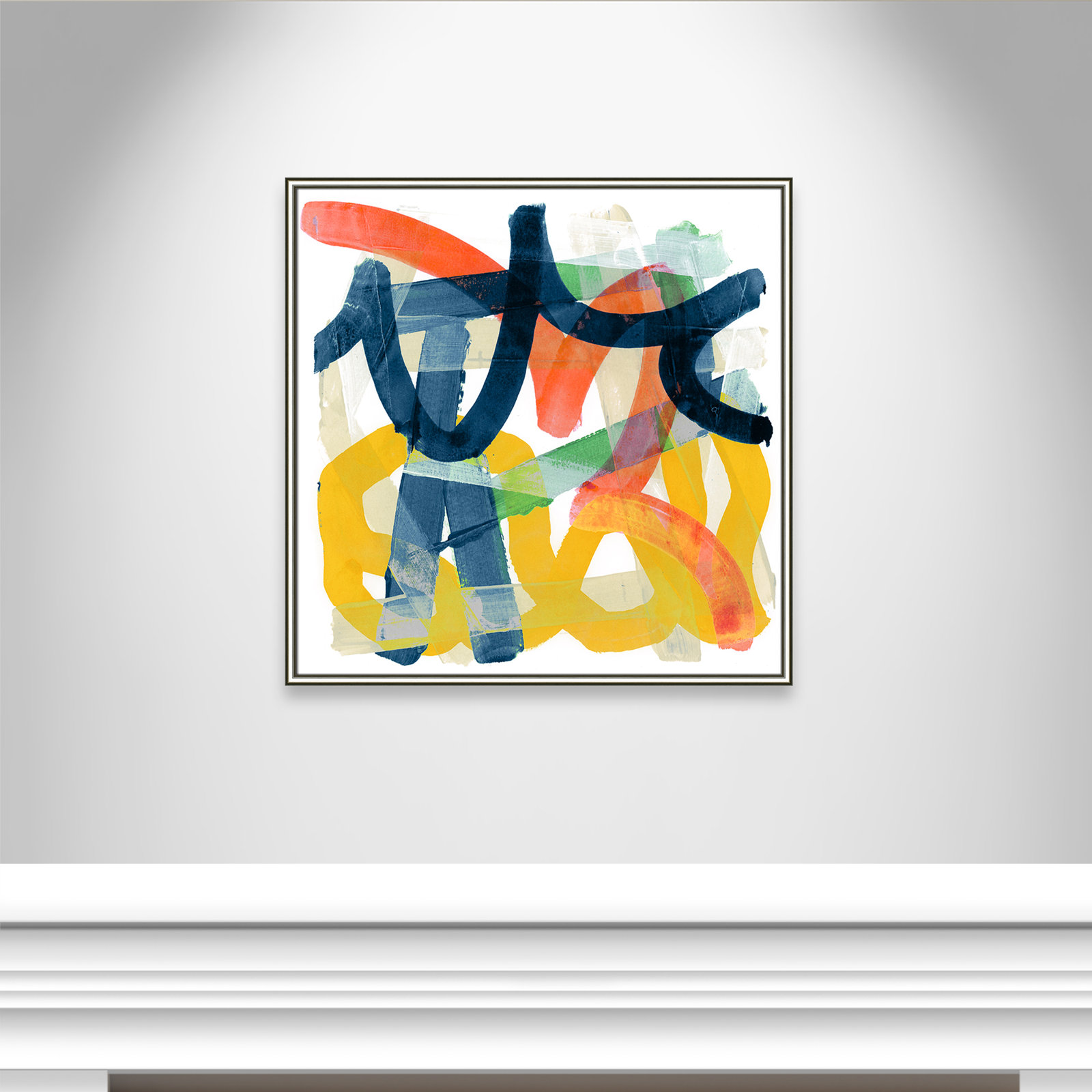 Shuffling by Cartissi - Picture Frame Painting, Silver Framed, 33.25" H x 33.25" W x 0.88" D