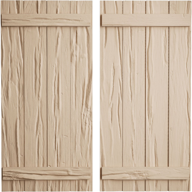 Volets Rustic, Texture Riverwood / brun clair apprêté, 22", H 54 po x l 22 po x P 1 po
