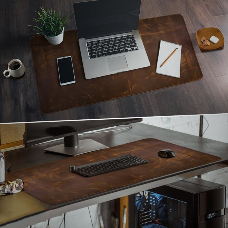 Leather Desk Pad (Real) Leather Desk Mat Set Large Desk Cover Desk Blotter Desk Protector Computer Mat For Keyboard Gaming Mouse Pad Table Laptop Office Desktop Accessories Antique