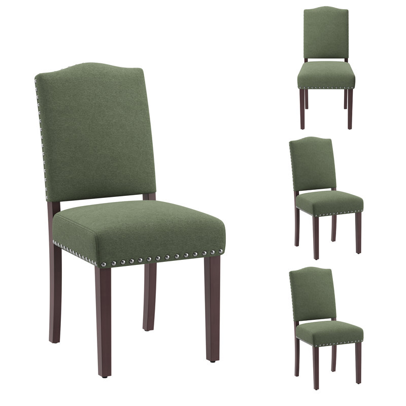 Chaises de salle à manger rembourrées Parsons, chaise d'appoint en lin, Green