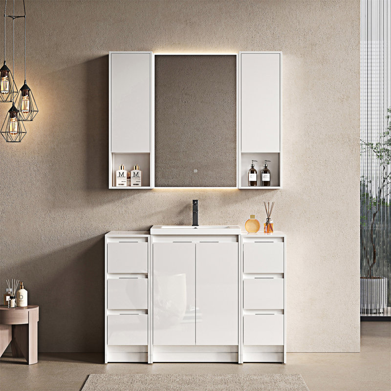 Meuble-lavabo autoportant avec lavabo en résine