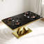 Ensemble de table de salle à manger luxueux en faux marbre et or noir avec 6 chaises en cuir blanches-2011508487-2011508480-2011508483
