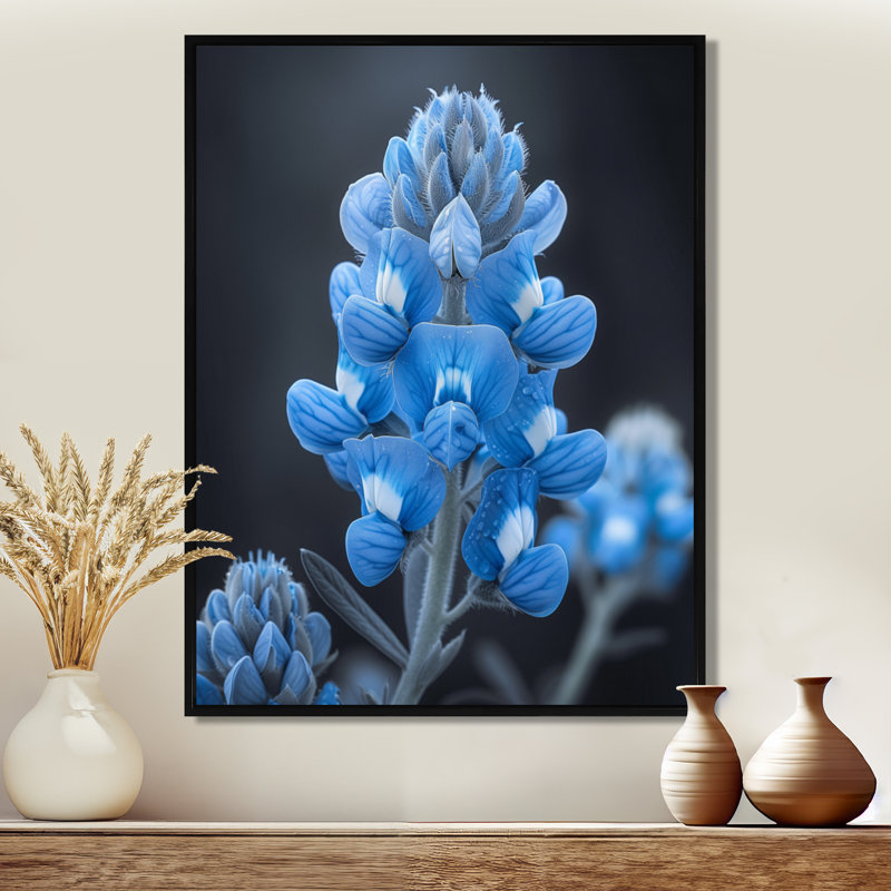 Blue Blue Blue Bonnets Beauty - Blue Bonnets, impression d'art mural, Toile encadrée noire simple
