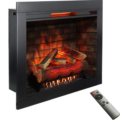 33 Inch Electric Fireplace Insert With Removable Trim - Touch Screen Heating Unit For Home Smokeless Firebox & Crackling Fire Sound Adjustable Flame Brightness Settings 1500W Heat, 5018 /H Warms 400
