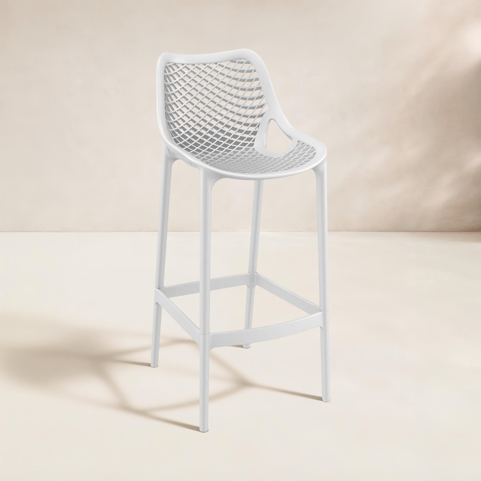 Farrah Patio Bar Stool, White, 25.6"