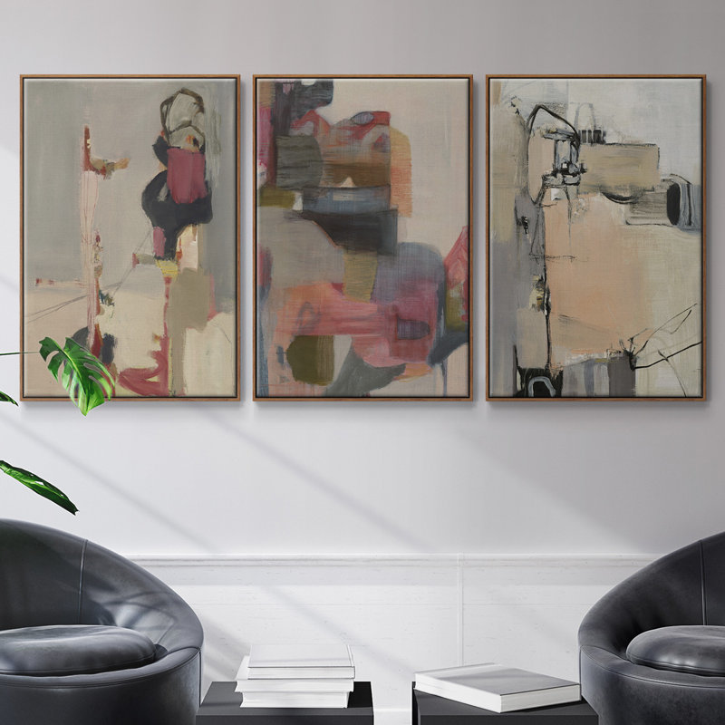 Grès, impression sur toile 3 pièces, H 24 po x l 48 po x P 2 po, Noyer