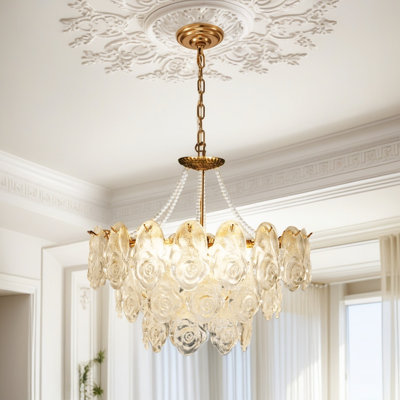 Lustre en verre rose