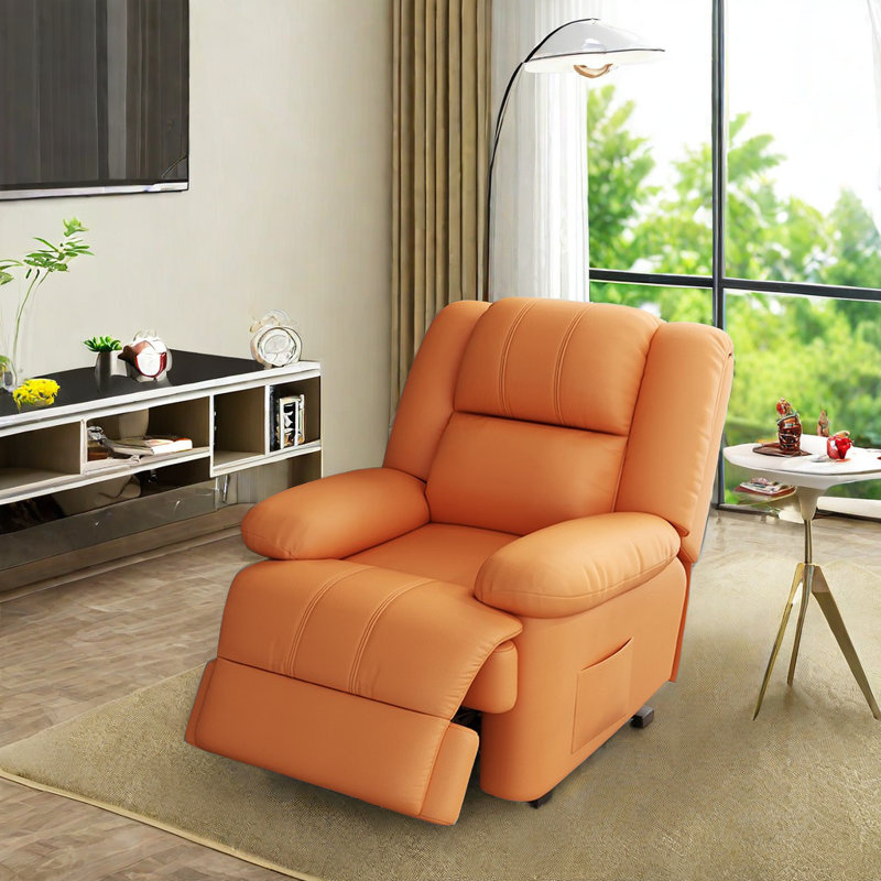 Fauteuil inclinable pivotant en similicuir Tamecia, Orange
