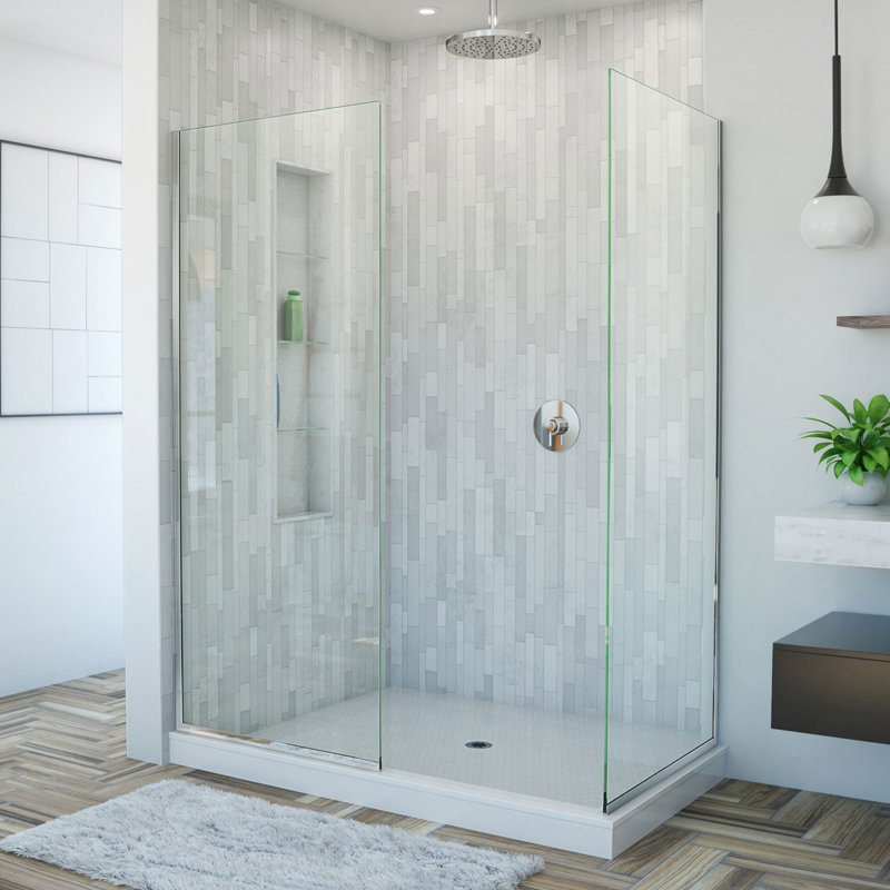 Linea 30" W x 72" H Frameless Fixed Glass Panel, Chrome