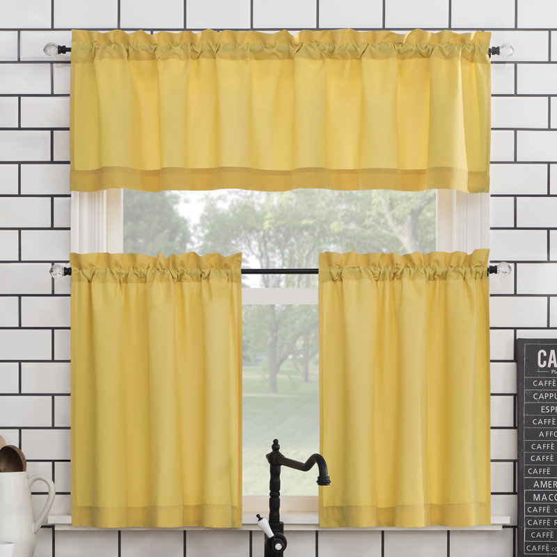 Cantonnière et volants semi-diaphanes avec passe-tringle Buchheit, l 54 po x L 45 po, Jaune