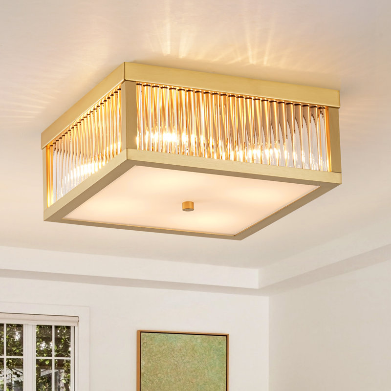 Celora 4 - Light Square Glass Bar Flush Mount Ceiling Light, Gold, Rose Gold