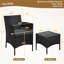  Ensemble de meubles en rotin 3 pièces avec plateau en verre trempé et 2 chaises rembourrées-387910676-387910677
