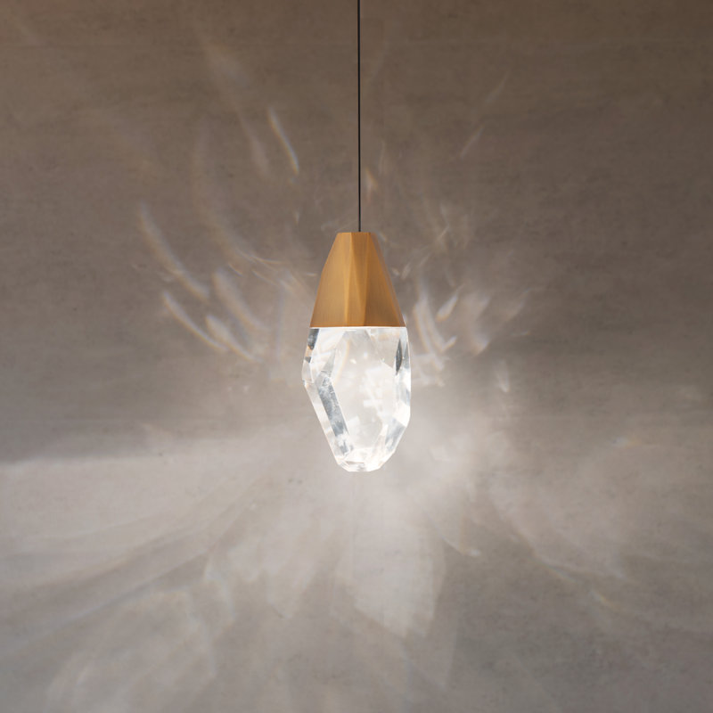 Martini 1 - Light LED Pendant, Aged Brass, Clear Optic Crystal